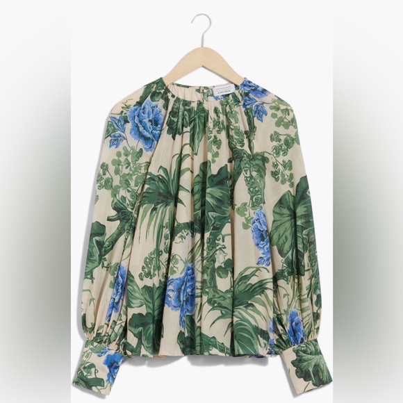 & Other Stories Green and Blue Floral Blouse - Picture 3 of 4